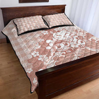 Beige Palaka Hawaiian And Japanese Quilt Bed Set Maneki Neko And Sakura Bloom DT05 - Polynesian Pride