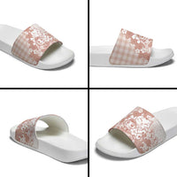 Beige Palaka Hawaiian And Japanese Slide Sandals Maneki Neko And Sakura Bloom DT05 - Polynesian Pride