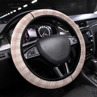 Beige Palaka Hawaiian And Japanese Steering Wheel Cover Maneki Neko And Sakura Bloom