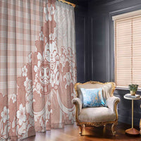 Beige Palaka Hawaiian And Japanese Window Curtain Maneki Neko And Sakura Bloom DT05 - Polynesian Pride