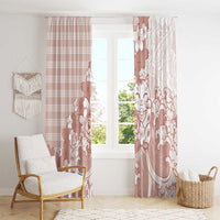 Beige Palaka Hawaiian And Japanese Window Curtain Maneki Neko And Sakura Bloom DT05 - Polynesian Pride