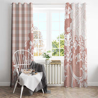 Beige Palaka Hawaiian And Japanese Window Curtain Maneki Neko And Sakura Bloom DT05 - Polynesian Pride