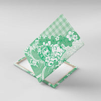 Green Palaka Hawaiian And Japanese Canvas Wall Art Maneki Neko And Sakura Bloom DT05 With Frame Green - Polynesian Pride