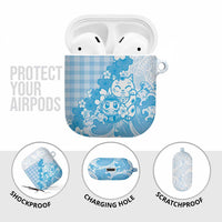 Blue Palaka Hawaiian And Japanese AirPods Case Maneki Neko And Sakura Bloom DT05 - Polynesian Pride