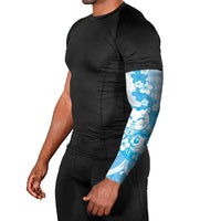 Blue Palaka Hawaiian And Japanese Arm Sleeves Maneki Neko And Sakura Bloom DT05 - Polynesian Pride