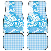 Blue Palaka Hawaiian And Japanese Car Mats Maneki Neko And Sakura Bloom