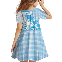 Blue Palaka Hawaiian And Japanese Family Matching Short Sleeve Bodycon Dress and Hawaiian Shirt Maneki Neko And Sakura Bloom