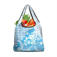 Blue Palaka Hawaiian And Japanese Grocery Bag Maneki Neko And Sakura Bloom DT05 1-pack One Size Blue - Polynesian Pride