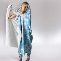 Blue Palaka Hawaiian And Japanese Hooded Blanket Maneki Neko And Sakura Bloom DT05 - Polynesian Pride