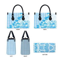 Blue Palaka Hawaiian And Japanese Leather Bag Maneki Neko And Sakura Bloom