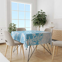 Blue Palaka Hawaiian And Japanese Tablecloth Maneki Neko And Sakura Bloom