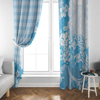 Blue Palaka Hawaiian And Japanese Window Curtain Maneki Neko And Sakura Bloom DT05 - Polynesian Pride