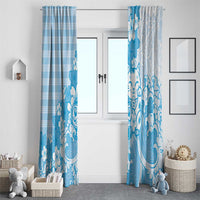 Blue Palaka Hawaiian And Japanese Window Curtain Maneki Neko And Sakura Bloom DT05 - Polynesian Pride