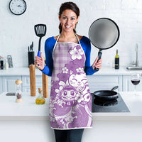 Purple Palaka Hawaiian And Japanese Apron Maneki Neko And Sakura Bloom DT05 - Polynesian Pride