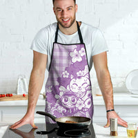 Purple Palaka Hawaiian And Japanese Apron Maneki Neko And Sakura Bloom DT05 - Polynesian Pride