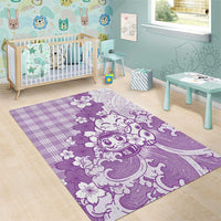 Purple Palaka Hawaiian And Japanese Area Rug Maneki Neko And Sakura Bloom