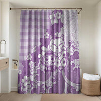 Purple Palaka Hawaiian And Japanese Bathroom Set Maneki Neko And Sakura Bloom DT05 Shower Curtain Only Purple - Polynesian Pride