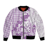 Purple Palaka Hawaiian And Japanese Bomber Jacket Maneki Neko And Sakura Bloom