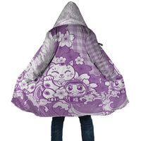 Purple Palaka Hawaiian And Japanese Cloak Maneki Neko And Sakura Bloom DT05 Unisex Purple - Polynesian Pride