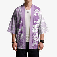 Purple Palaka Hawaiian And Japanese Kimono Maneki Neko And Sakura Bloom DT05 - Polynesian Pride