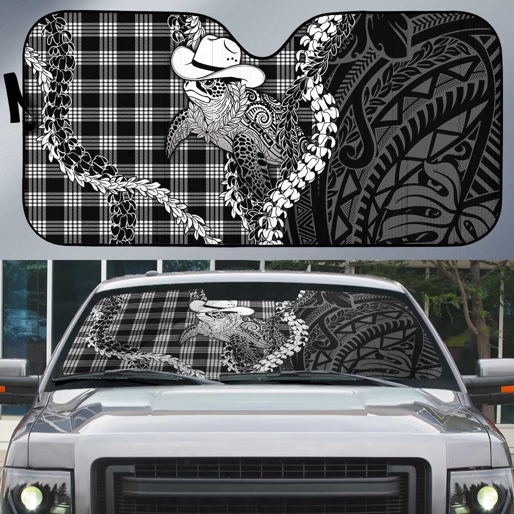Black Hawaii Palaka Cowboy Turtle Auto Sun Shade Hawaiian Paniolo Puakenikeni Maile Lei