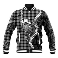 Black Hawaii Palaka Cowboy Turtle Baseball Jacket Hawaiian Paniolo Puakenikeni Maile Lei