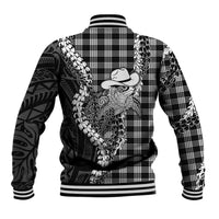 Black Hawaii Palaka Cowboy Turtle Baseball Jacket Hawaiian Paniolo Puakenikeni Maile Lei