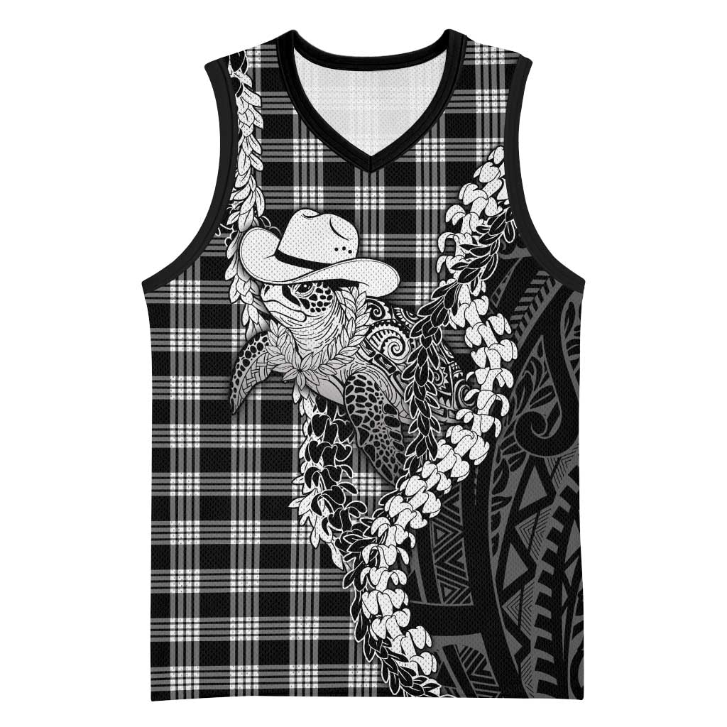 Black Hawaii Palaka Cowboy Turtle Basketball Jersey Hawaiian Paniolo Puakenikeni Maile Lei DT05 Unisex Black - Polynesian Pride