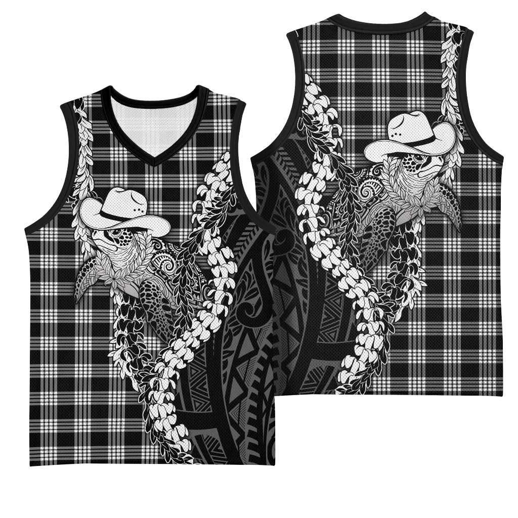 Black Hawaii Palaka Cowboy Turtle Basketball Jersey Hawaiian Paniolo Puakenikeni Maile Lei DT05 - Polynesian Pride