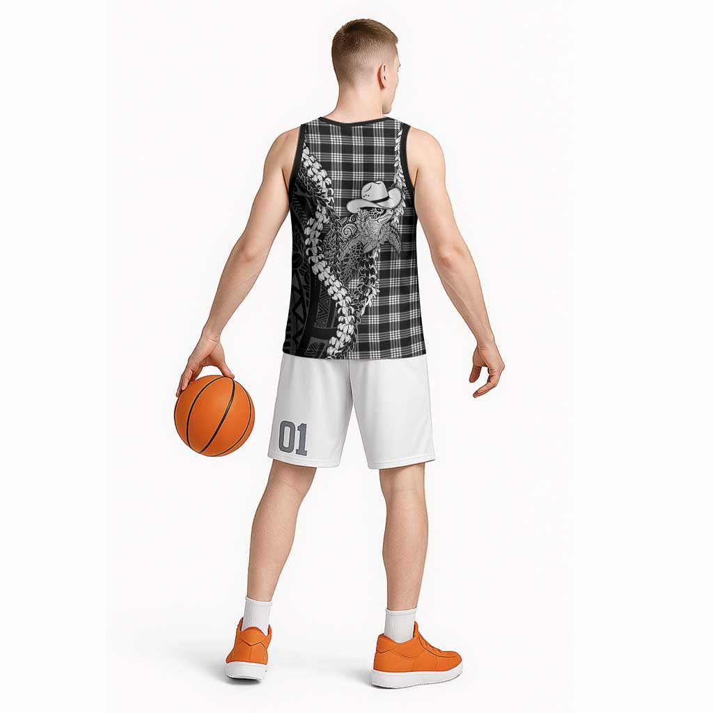 Black Hawaii Palaka Cowboy Turtle Basketball Jersey Hawaiian Paniolo Puakenikeni Maile Lei DT05 - Polynesian Pride
