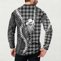 Black Hawaii Palaka Cowboy Turtle Button Sweatshirt Hawaiian Paniolo Puakenikeni Maile Lei DT05 - Polynesian Pride