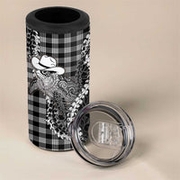 Black Hawaii Palaka Cowboy Turtle 4 in 1 Can Cooler Tumbler Hawaiian Paniolo Puakenikeni Maile Lei