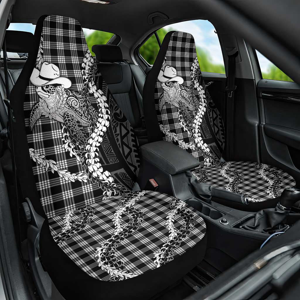Black Hawaii Palaka Cowboy Turtle Car Seat Cover Hawaiian Paniolo Puakenikeni Maile Lei DT05 One Size Black - Polynesian Pride