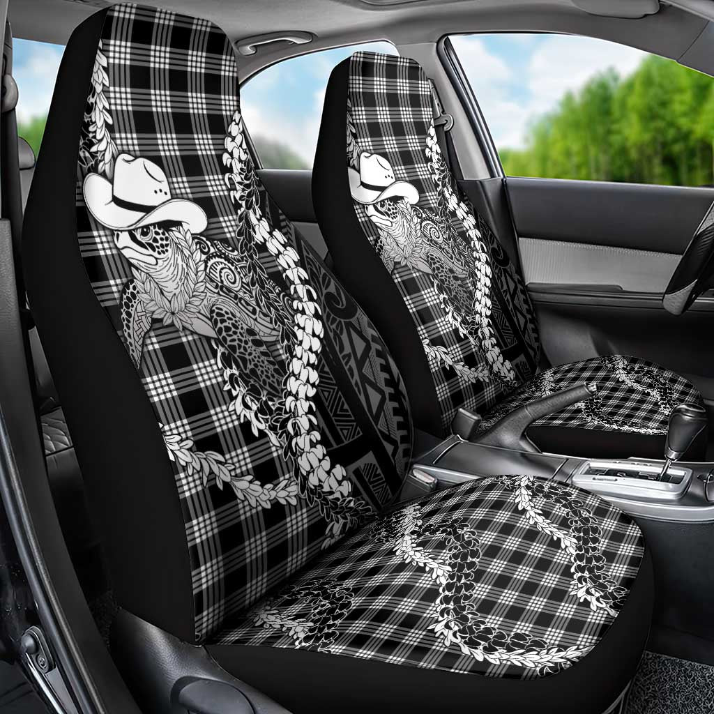 Black Hawaii Palaka Cowboy Turtle Car Seat Cover Hawaiian Paniolo Puakenikeni Maile Lei DT05 - Polynesian Pride