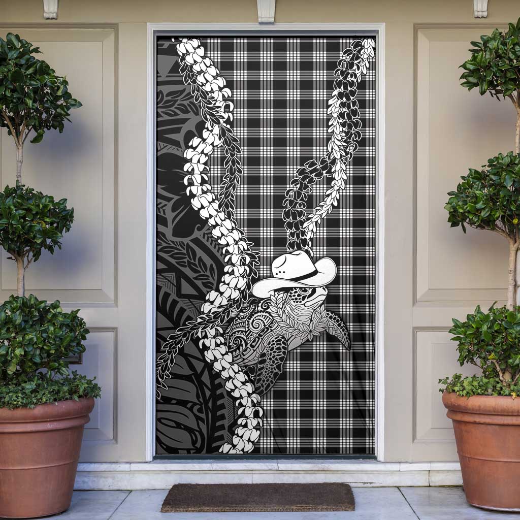 Black Hawaii Palaka Cowboy Turtle Door Cover Hawaiian Paniolo Puakenikeni Maile Lei DT05 Black - Polynesian Pride