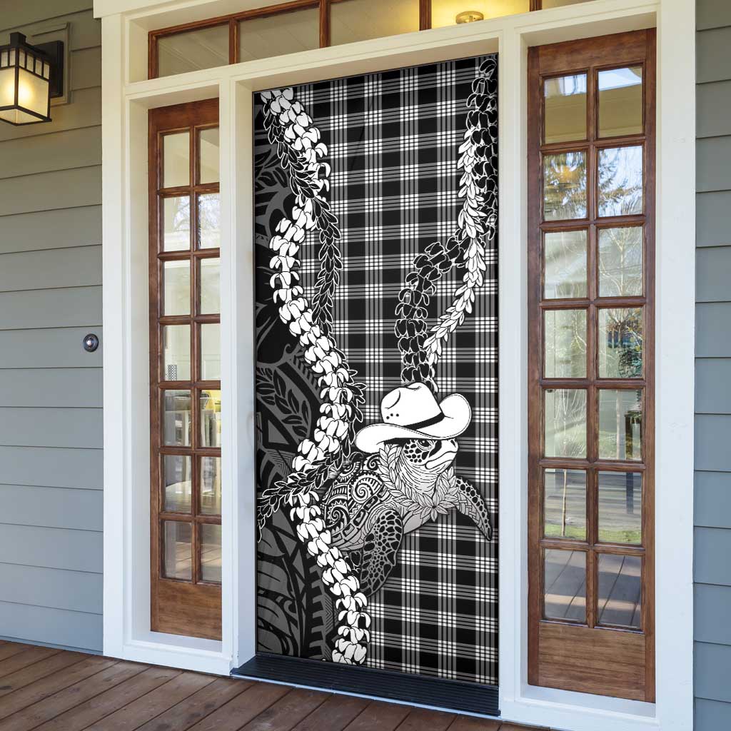 Black Hawaii Palaka Cowboy Turtle Door Cover Hawaiian Paniolo Puakenikeni Maile Lei DT05 - Polynesian Pride