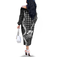 Black Hawaii Palaka Cowboy Turtle Family Matching Off The Shoulder Long Sleeve Dress and Hawaiian Shirt Hawaiian Paniolo Puakenikeni Maile Lei