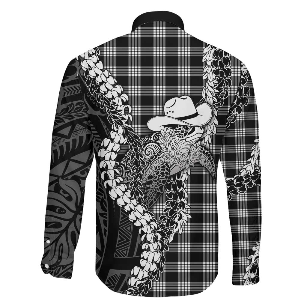 Black Hawaii Palaka Cowboy Turtle Family Matching Off Shoulder Maxi Dress and Hawaiian Shirt Hawaiian Paniolo Puakenikeni Maile Lei