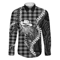 Black Hawaii Palaka Cowboy Turtle Family Matching Off Shoulder Short Dress and Hawaiian Shirt Hawaiian Paniolo Puakenikeni Maile Lei