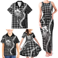 Black Hawaii Palaka Cowboy Turtle Family Matching Tank Maxi Dress and Hawaiian Shirt Hawaiian Paniolo Puakenikeni Maile Lei