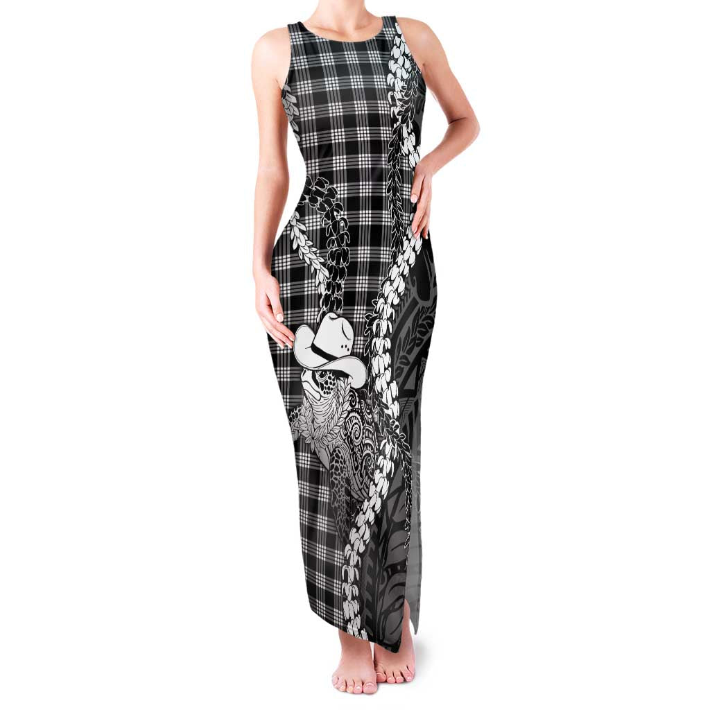 Black Hawaii Palaka Cowboy Turtle Family Matching Tank Maxi Dress and Hawaiian Shirt Hawaiian Paniolo Puakenikeni Maile Lei