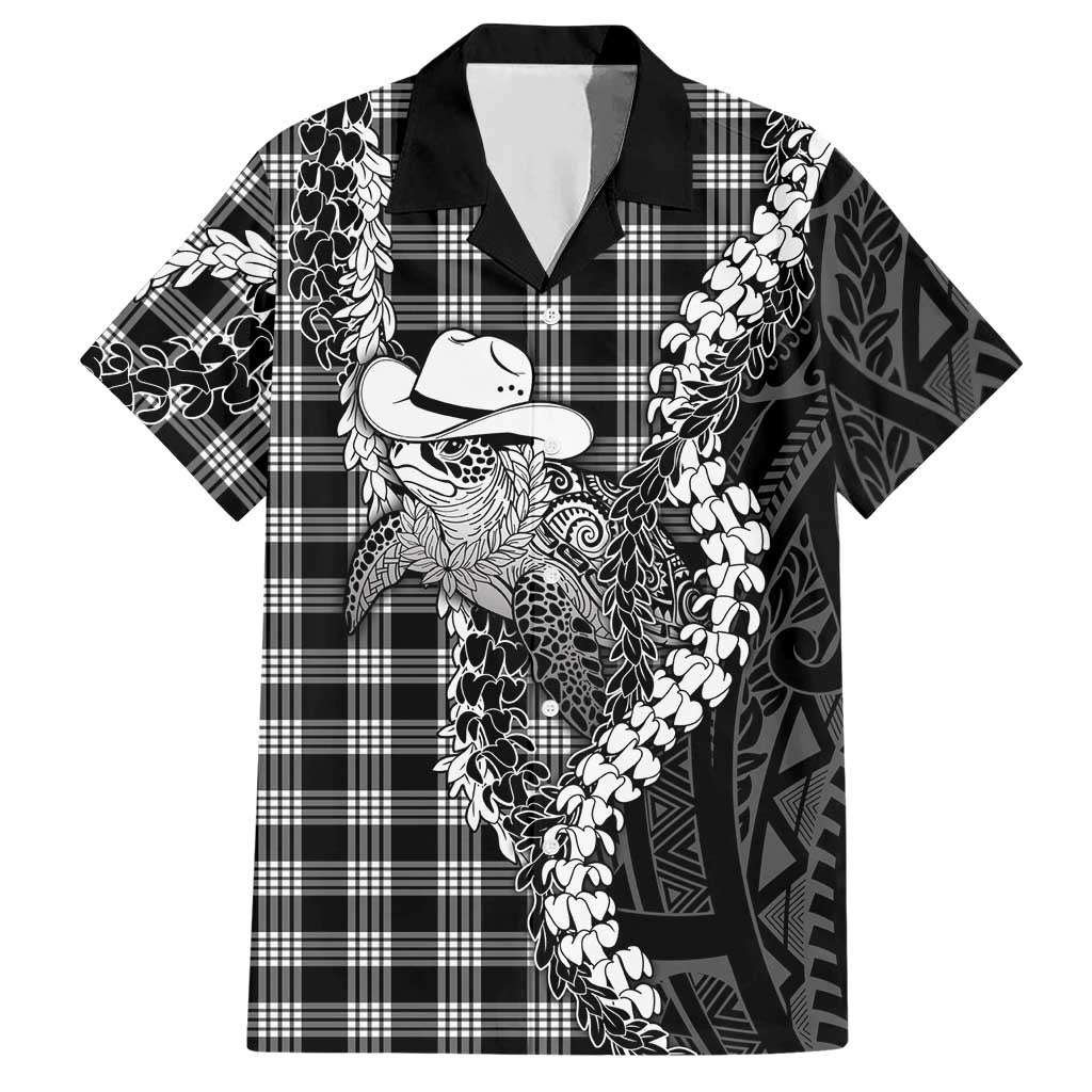 Black Hawaii Palaka Cowboy Turtle Hawaiian Shirt Hawaiian Paniolo Puakenikeni Maile Lei DT05 Black - Polynesian Pride