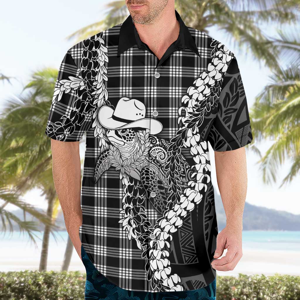 Black Hawaii Palaka Cowboy Turtle Hawaiian Shirt Hawaiian Paniolo Puakenikeni Maile Lei DT05 - Polynesian Pride