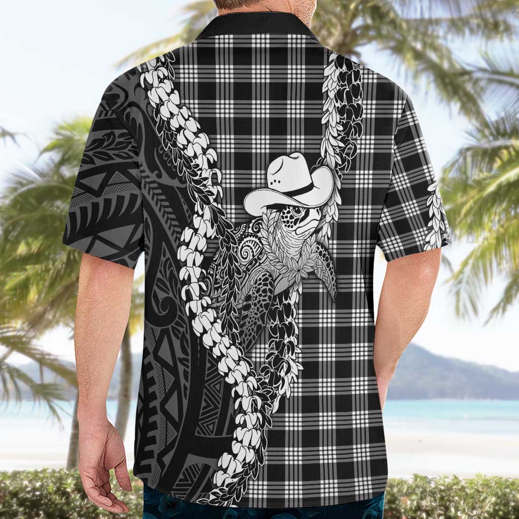 Black Hawaii Palaka Cowboy Turtle Hawaiian Shirt Hawaiian Paniolo Puakenikeni Maile Lei DT05 - Polynesian Pride