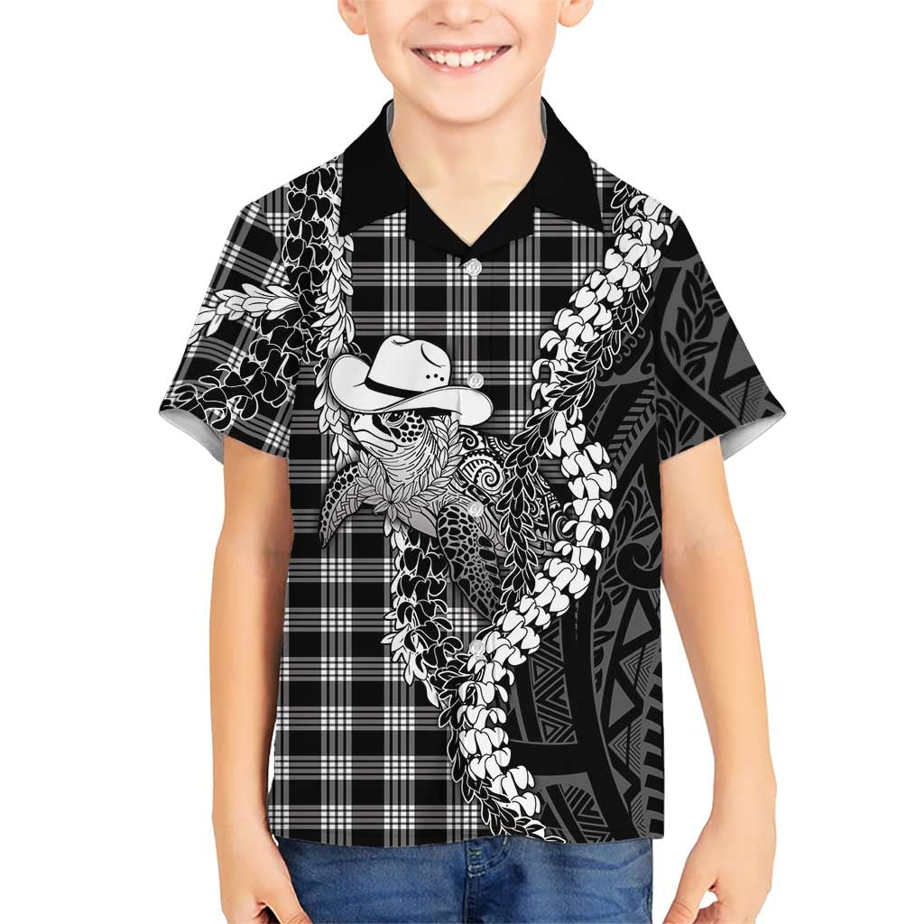 Black Hawaii Palaka Cowboy Turtle Hawaiian Shirt Hawaiian Paniolo Puakenikeni Maile Lei DT05 - Polynesian Pride