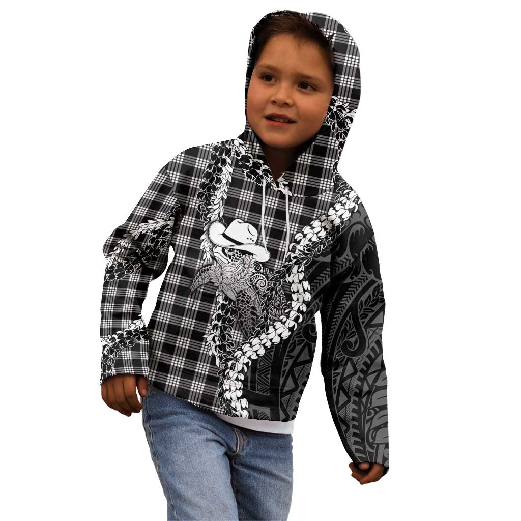 Black Hawaii Palaka Cowboy Turtle Kid Hoodie Hawaiian Paniolo Puakenikeni Maile Lei DT05 - Polynesian Pride