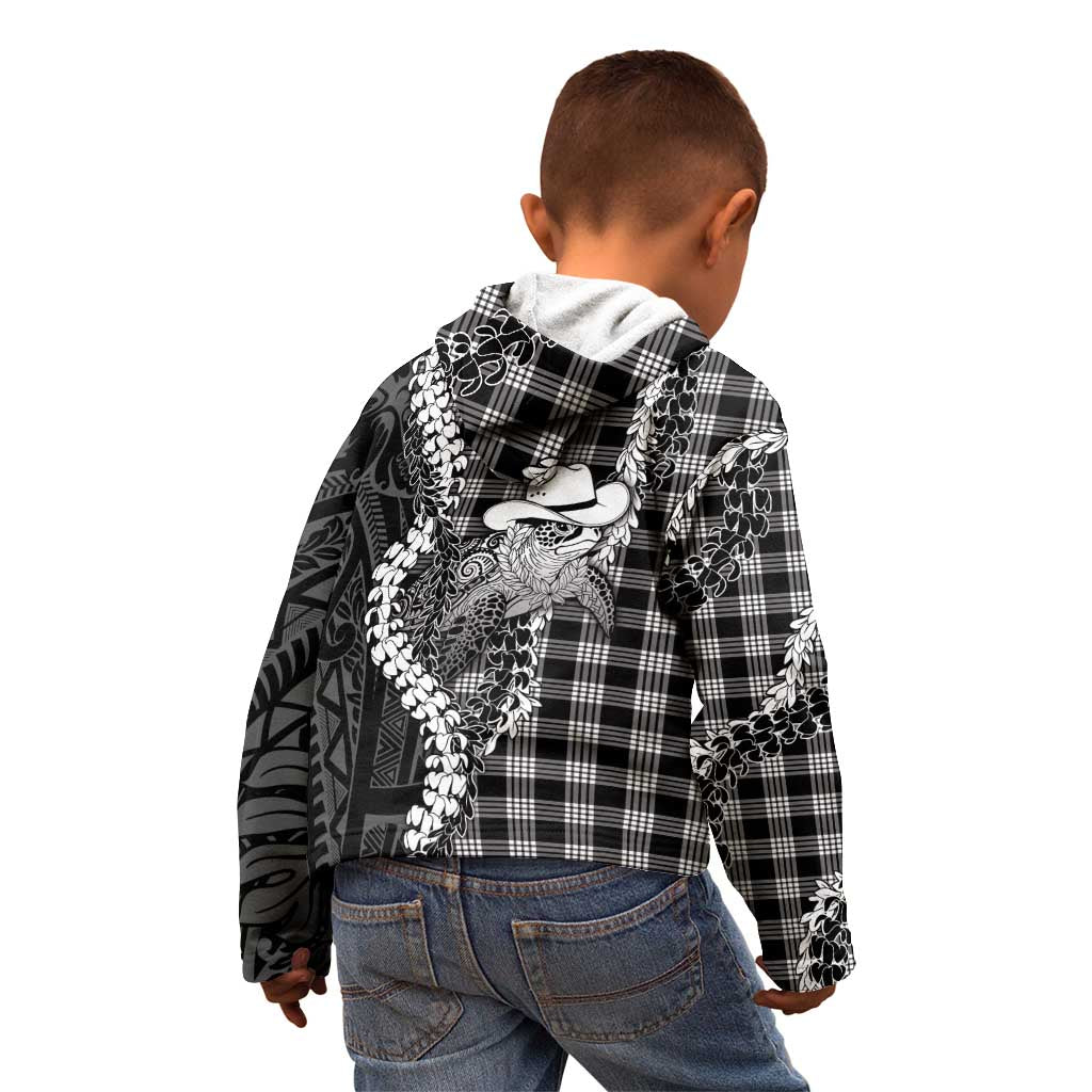 Black Hawaii Palaka Cowboy Turtle Kid Hoodie Hawaiian Paniolo Puakenikeni Maile Lei DT05 - Polynesian Pride