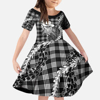 Black Hawaii Palaka Cowboy Turtle Kid Short Sleeve Dress Hawaiian Paniolo Puakenikeni Maile Lei DT05 KID Black - Polynesian Pride