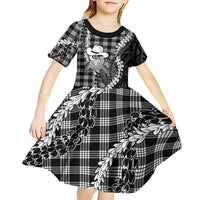 Black Hawaii Palaka Cowboy Turtle Kid Short Sleeve Dress Hawaiian Paniolo Puakenikeni Maile Lei DT05 - Polynesian Pride