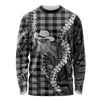 Black Hawaii Palaka Cowboy Turtle Long Sleeve Shirt Hawaiian Paniolo Puakenikeni Maile Lei DT05 Unisex Black - Polynesian Pride